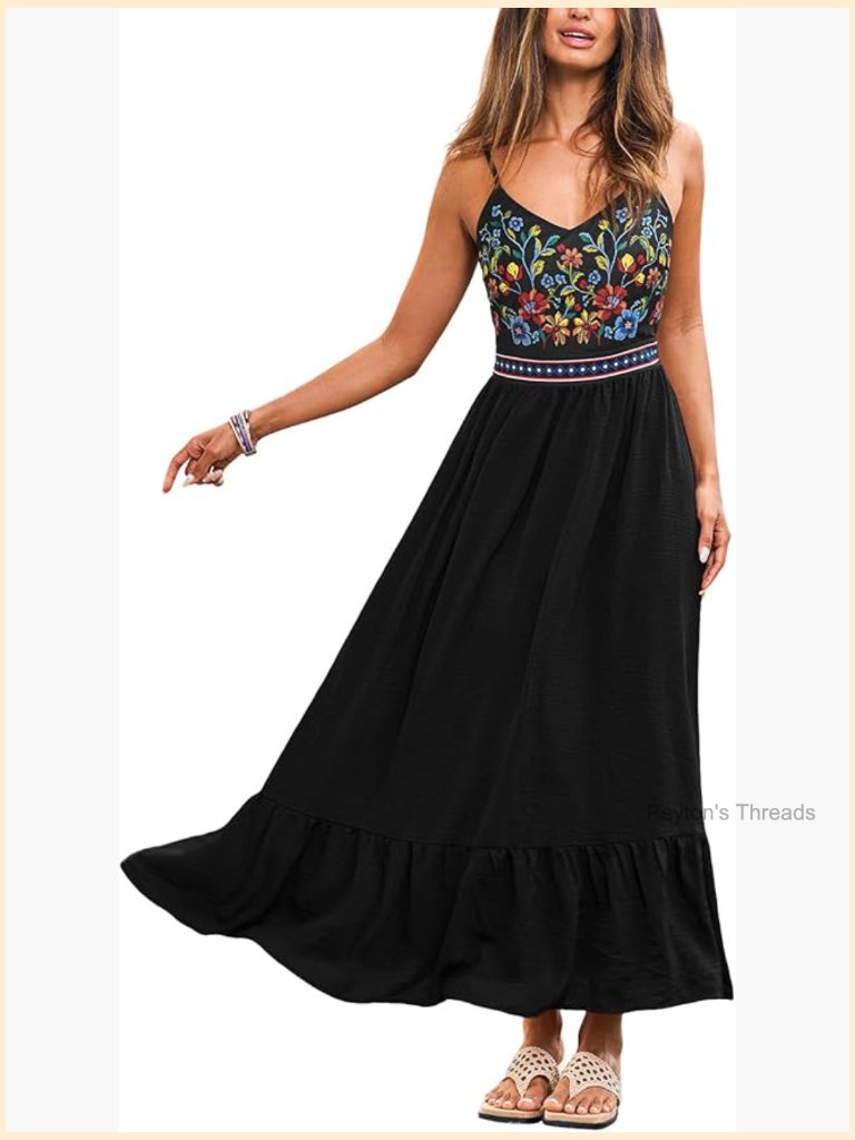 Boho Maxi Dress Sleeveless Floral Self Tie Flowy Ruffled Hem Summer Vacation
